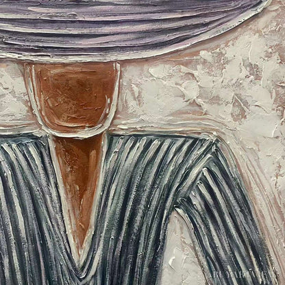 BUYARTVIEW Sombrero Duet – Textured Figurative Portrait Diptych - image 3
