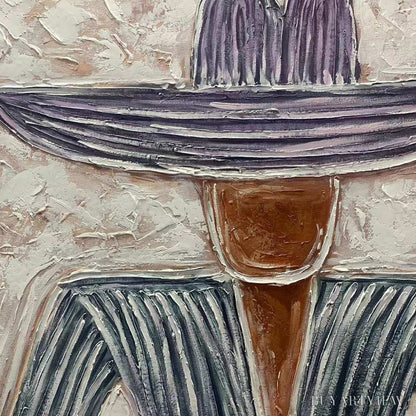 BUYARTVIEW Sombrero Duet – Textured Figurative Portrait Diptych - image 5