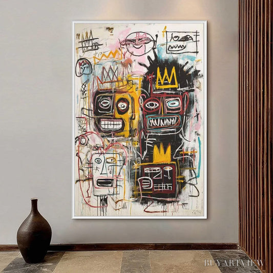 BUYARTVIEW Crowned Figures – Graffiti-Style Portrait Oil Painting - image 2