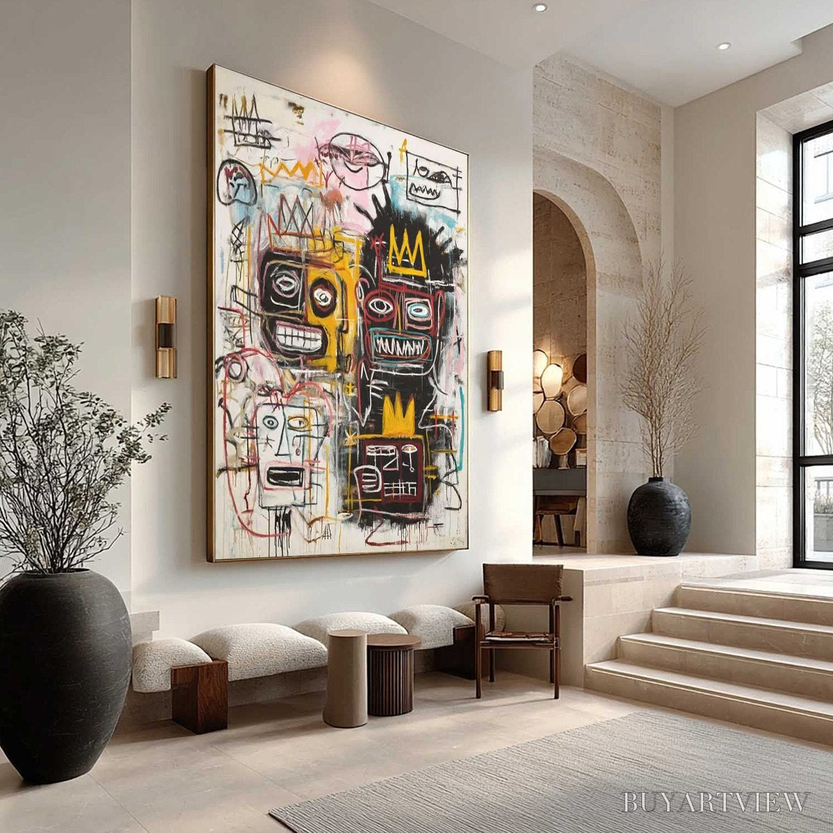 BUYARTVIEW Crowned Figures – Graffiti-Style Portrait Oil Painting - image 4