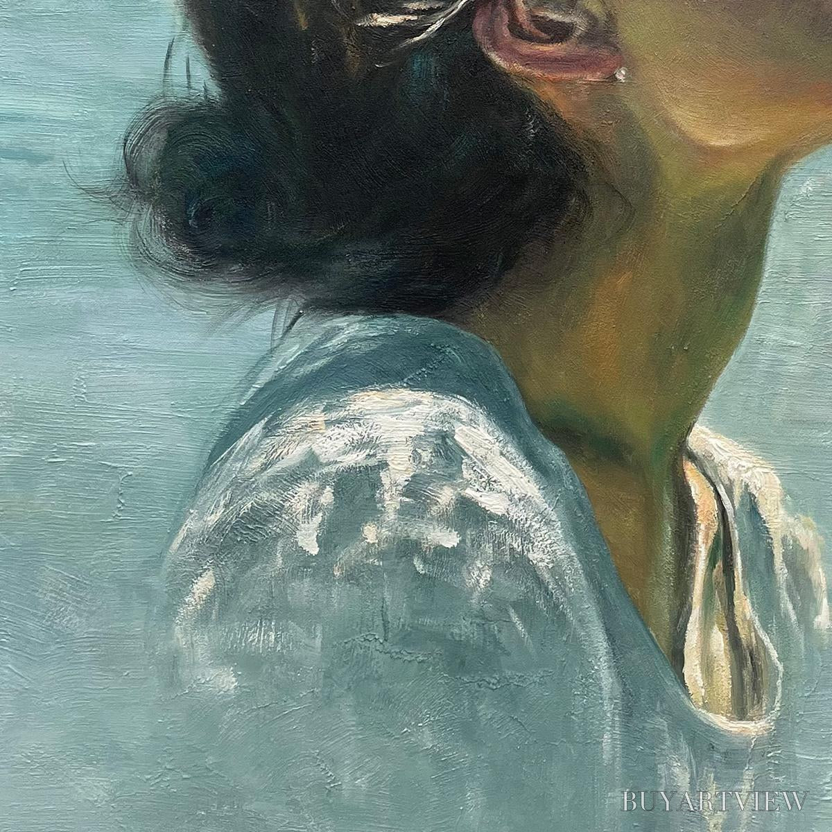 BUYARTVIEW Submerged Serenity – Figurative Underwater Portrait Oil Painting - image 3