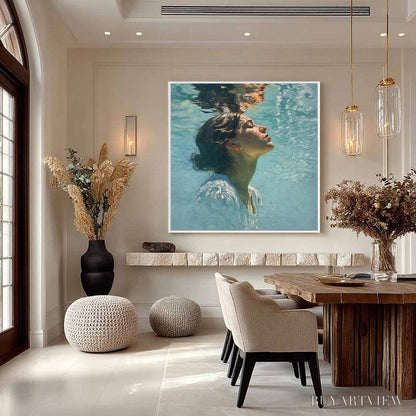 BUYARTVIEW Submerged Serenity – Figurative Underwater Portrait Oil Painting - image 5