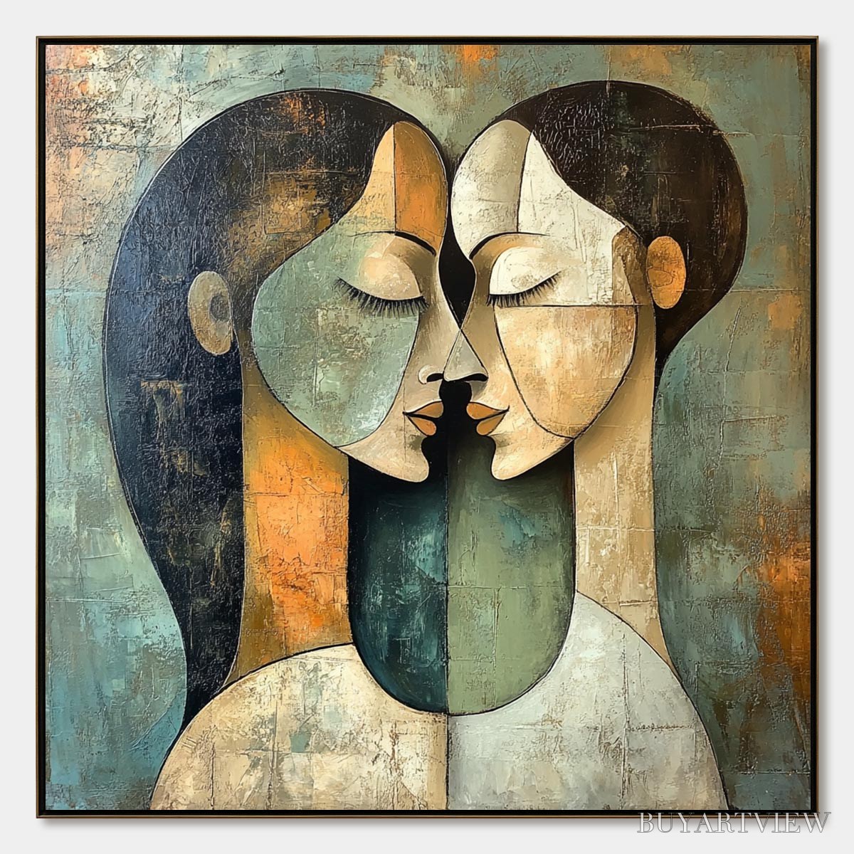 BUYARTVIEW Unity in Contrast – Textured Abstract Figurative Oil Painting - image 1