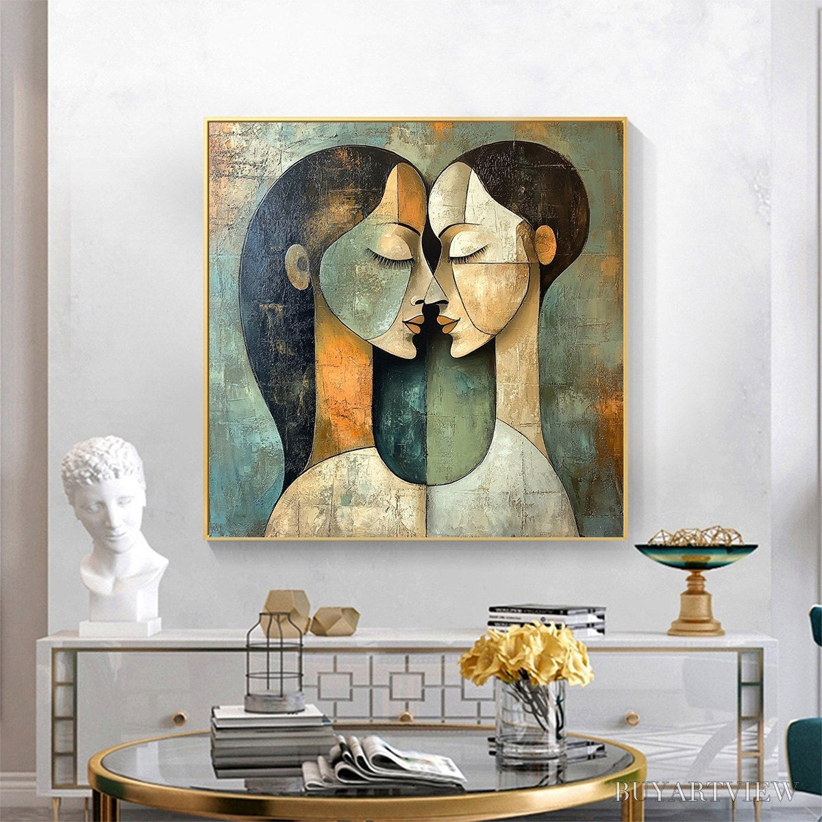 BUYARTVIEW Unity in Contrast – Textured Abstract Figurative Oil Painting - image 2