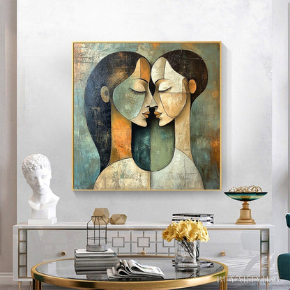 BUYARTVIEW Unity in Contrast – Textured Abstract Figurative Oil Painting - image 2