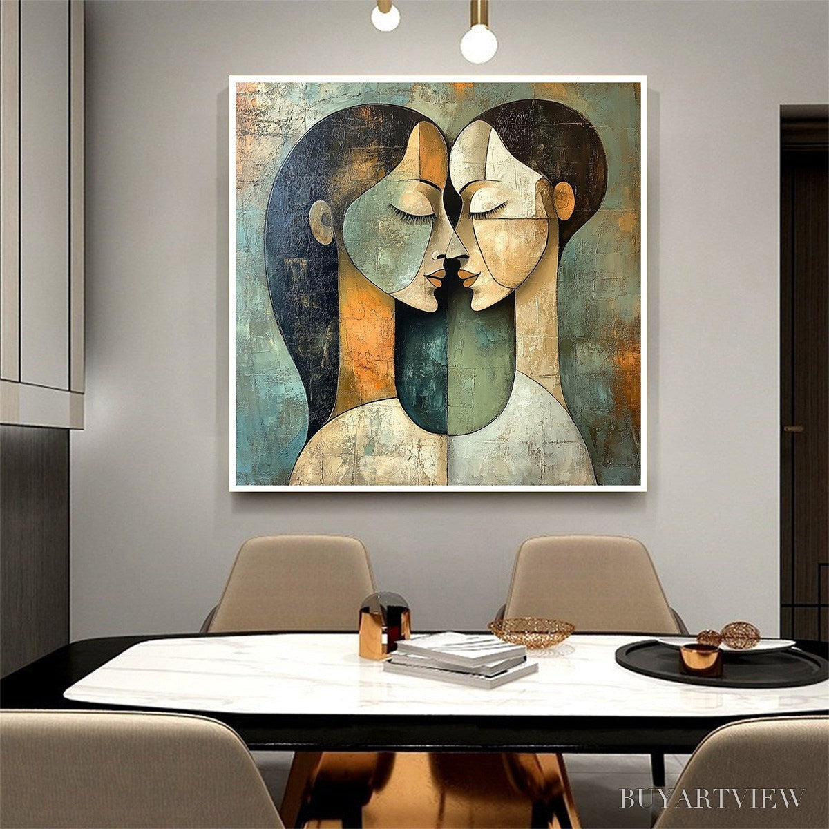 BUYARTVIEW Unity in Contrast – Textured Abstract Figurative Oil Painting - image 5