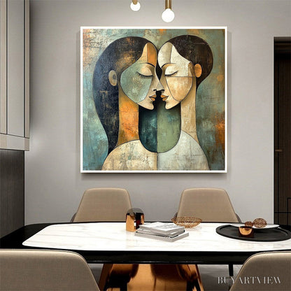 BUYARTVIEW Unity in Contrast – Textured Abstract Figurative Oil Painting - image 5
