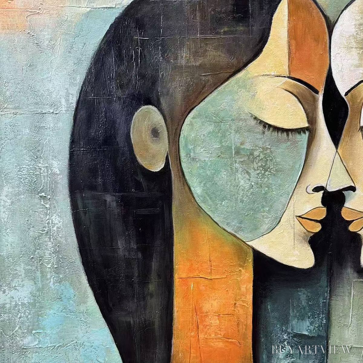 BUYARTVIEW Unity in Contrast – Textured Abstract Figurative Oil Painting - image 6