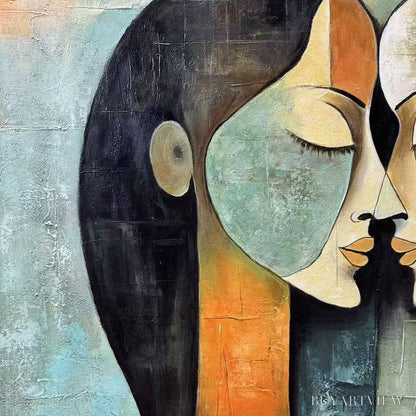 BUYARTVIEW Unity in Contrast – Textured Abstract Figurative Oil Painting - image 6