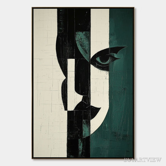 BUYARTVIEW Fragmented Gaze – Textured Abstract Portrait Painting - image 1