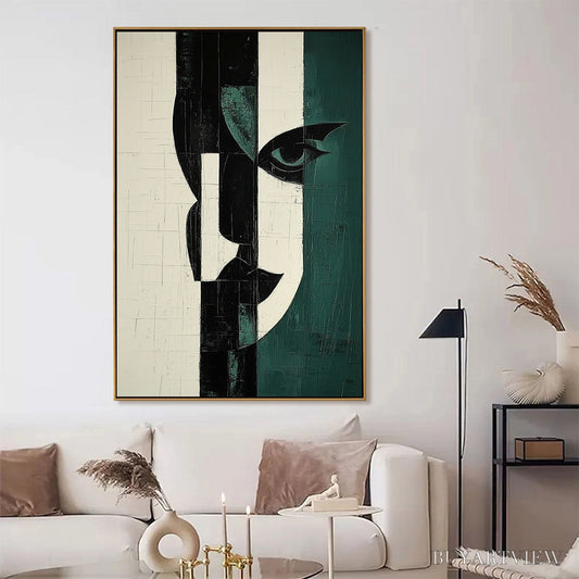 BUYARTVIEW Fragmented Gaze – Textured Abstract Portrait Painting - image 2
