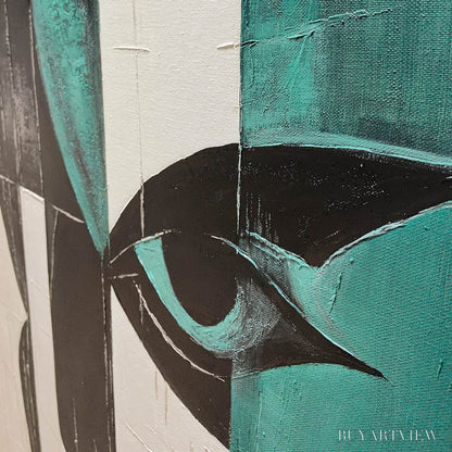 BUYARTVIEW Fragmented Gaze – Textured Abstract Portrait Painting - image 3