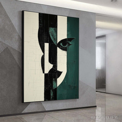 BUYARTVIEW Fragmented Gaze – Textured Abstract Portrait Painting - image 4