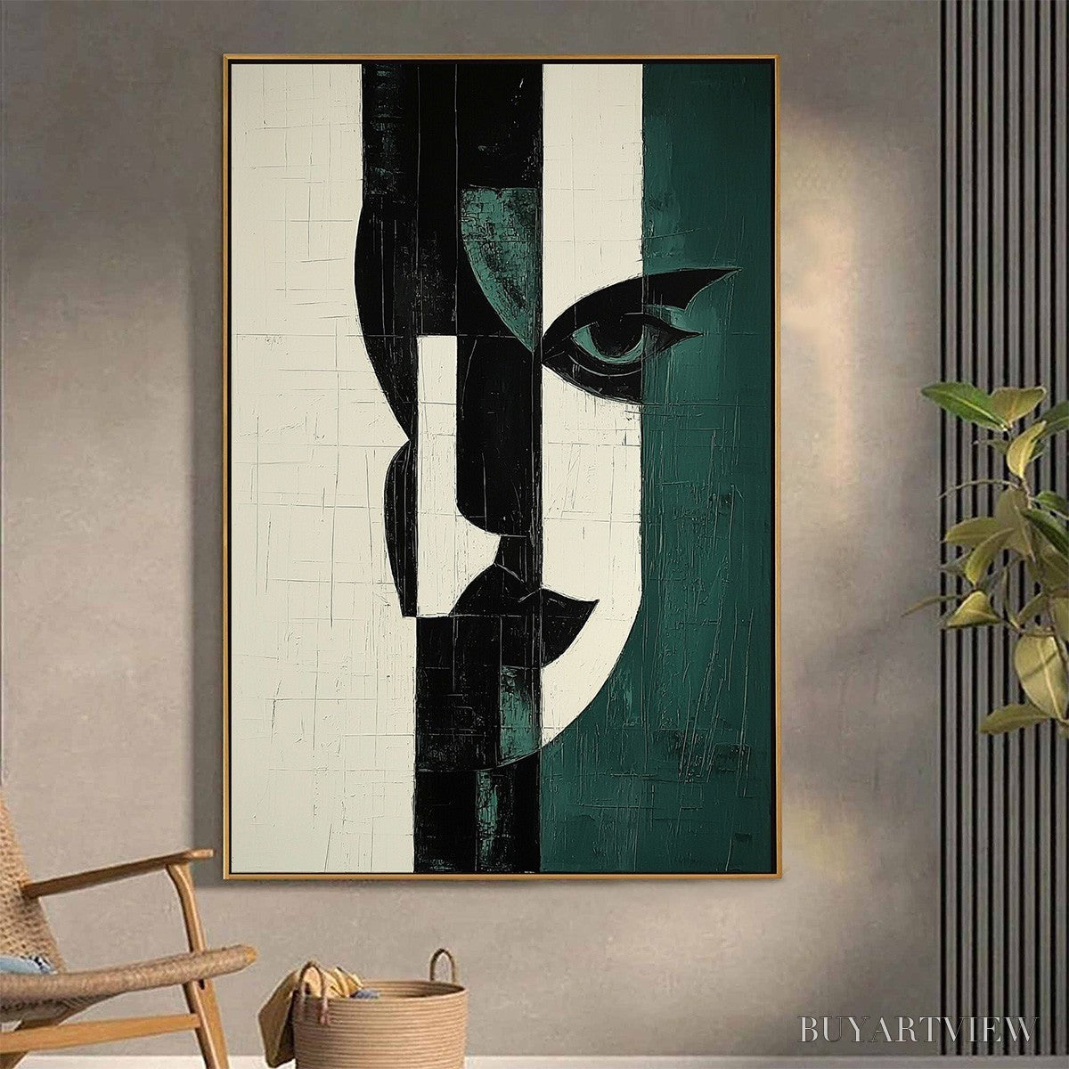 BUYARTVIEW Fragmented Gaze – Textured Abstract Portrait Painting - image 5