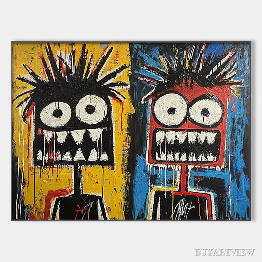 BUYARTVIEW Duality – Vibrant Abstract Portrait Oil Painting of Two Figures - image 1
