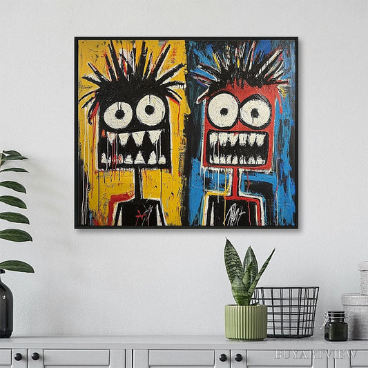 BUYARTVIEW Duality – Vibrant Abstract Portrait Oil Painting of Two Figures - image 2