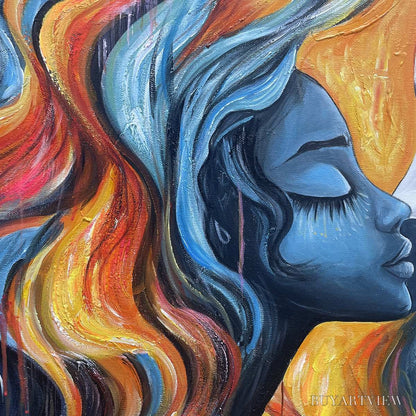 BUYARTVIEW Eternal Embrace – Colorful Portrait Oil Painting of Two Lovers - image 6