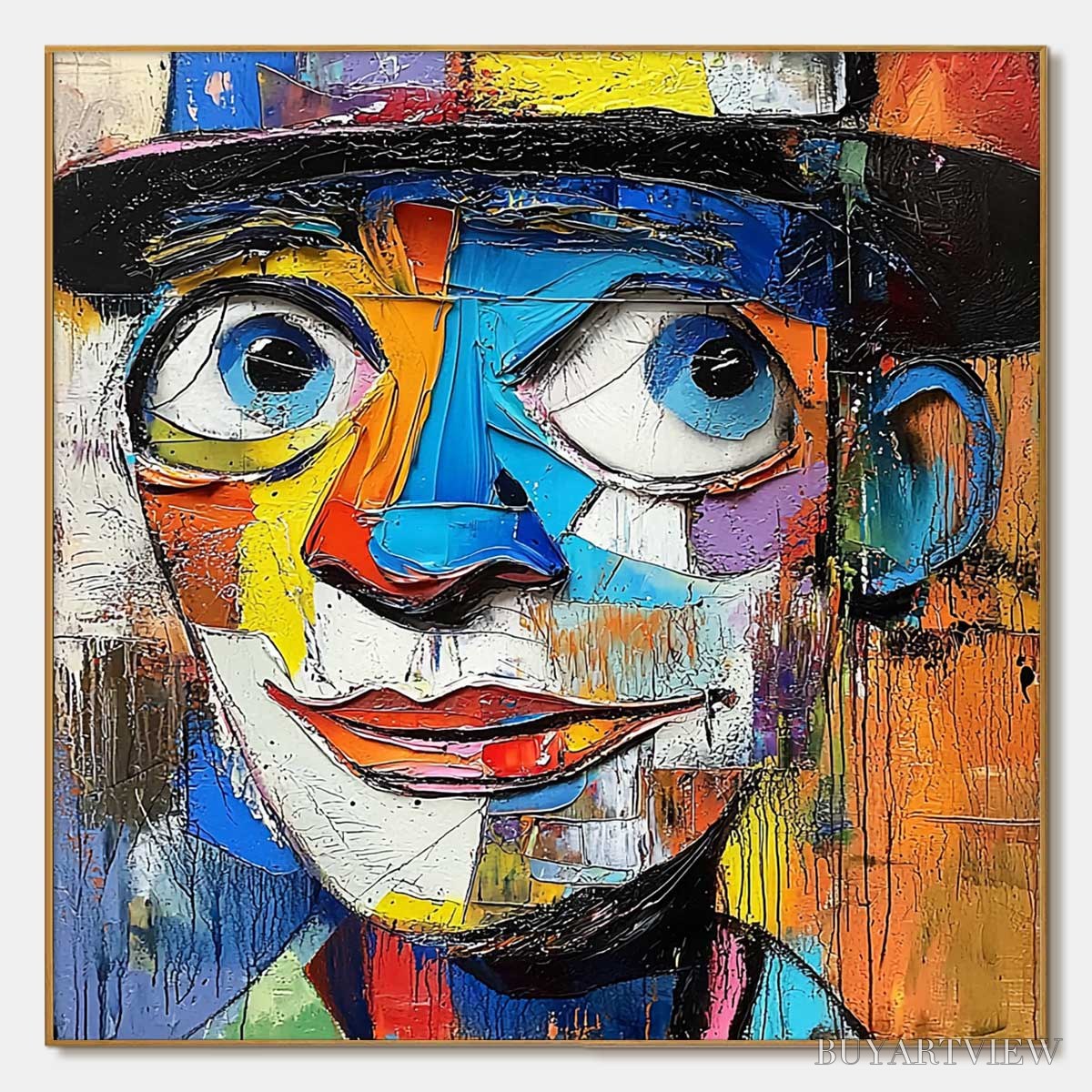 BUYARTVIEW Laughing Eyes – Textured Impasto Clown Portrait Oil Painting - image 1
