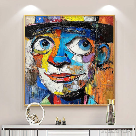 BUYARTVIEW Laughing Eyes – Textured Impasto Clown Portrait Oil Painting - image 2