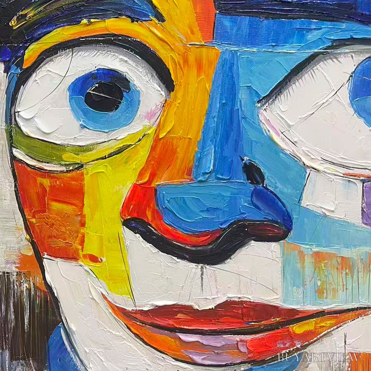 BUYARTVIEW Laughing Eyes – Textured Impasto Clown Portrait Oil Painting - image 3