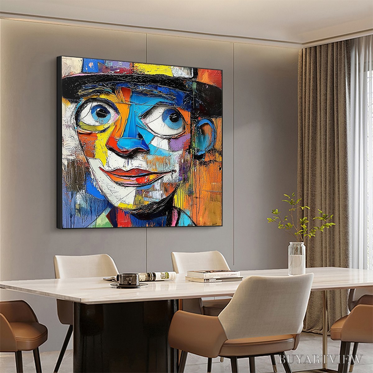BUYARTVIEW Laughing Eyes – Textured Impasto Clown Portrait Oil Painting - image 4