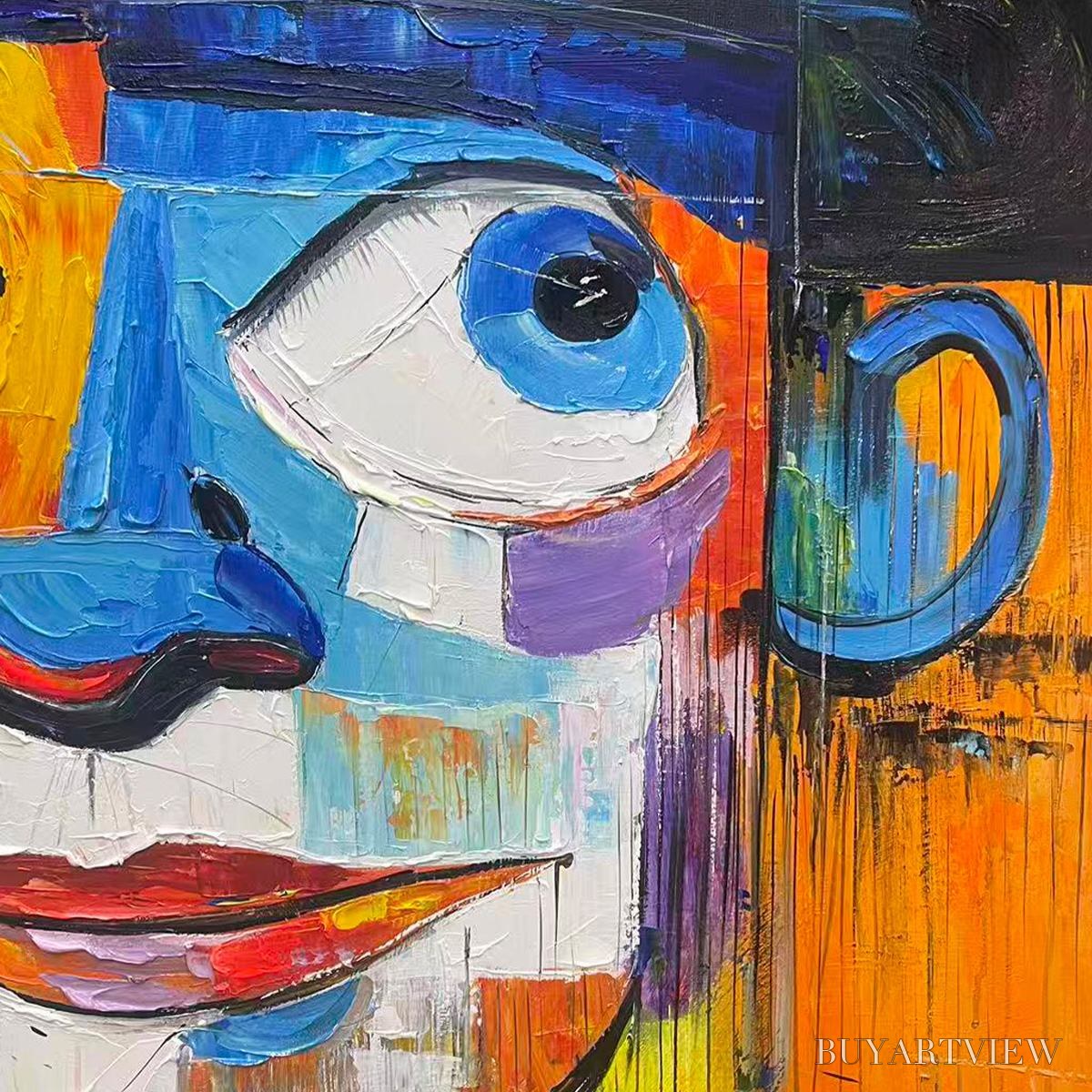 BUYARTVIEW Laughing Eyes – Textured Impasto Clown Portrait Oil Painting - image 5