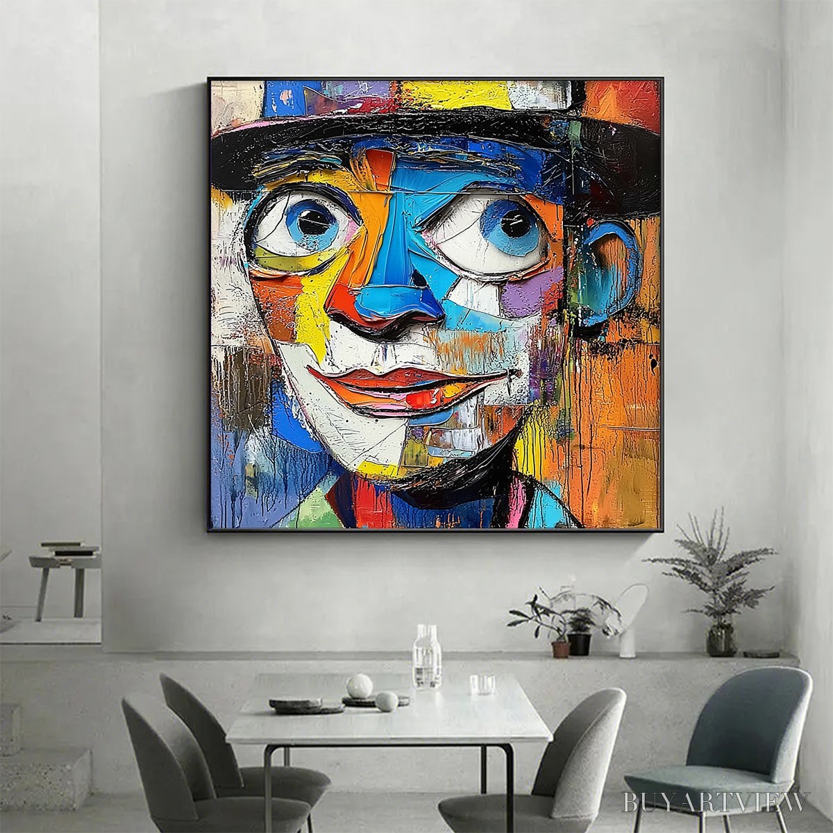 BUYARTVIEW Laughing Eyes – Textured Impasto Clown Portrait Oil Painting - image 6