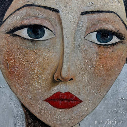 BUYARTVIEW Serene Gaze – Textured Figurative Portrait Oil Painting - image 3