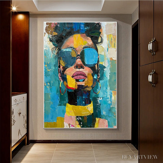 BUYARTVIEW Golden Gaze – Modern Portrait Impasto Oil Painting - image 2
