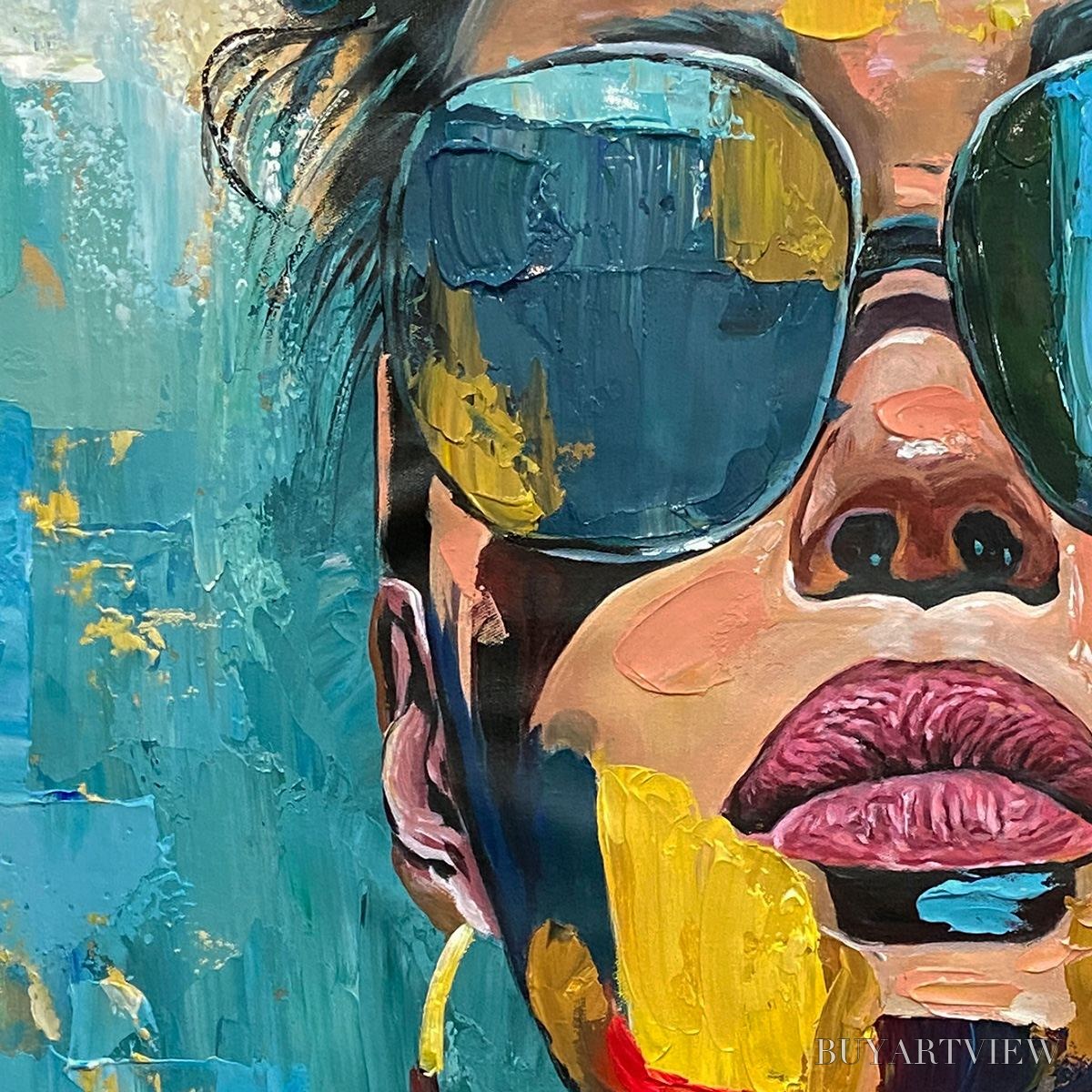 BUYARTVIEW Golden Gaze – Modern Portrait Impasto Oil Painting - image 3