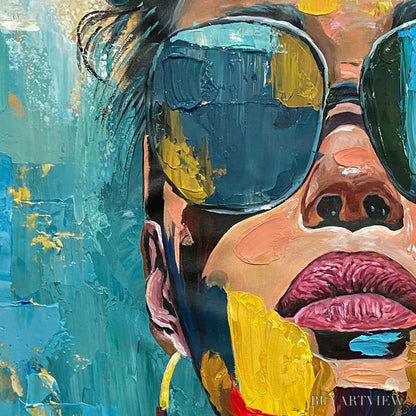 BUYARTVIEW Golden Gaze – Modern Portrait Impasto Oil Painting - image 3