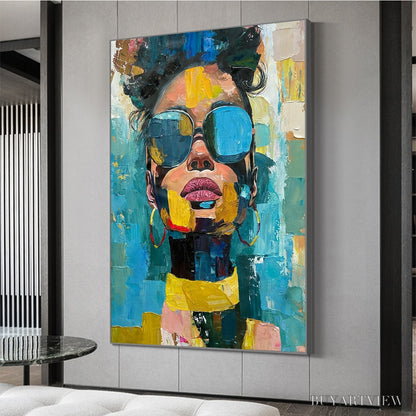 BUYARTVIEW Golden Gaze – Modern Portrait Impasto Oil Painting - image 4
