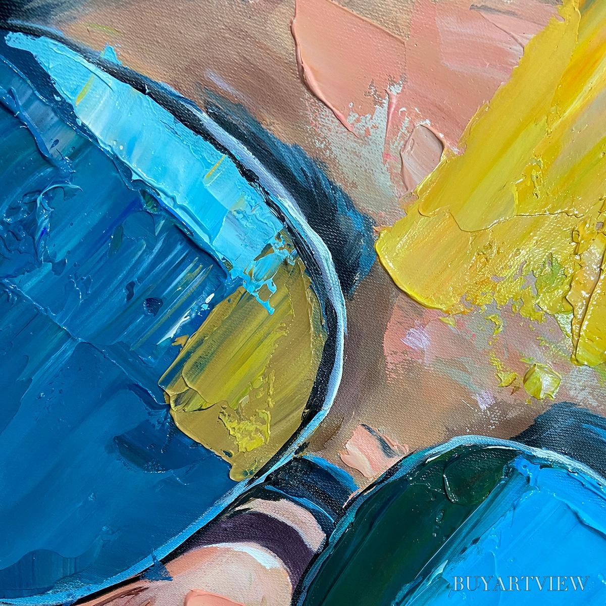BUYARTVIEW Golden Gaze – Modern Portrait Impasto Oil Painting - image 5