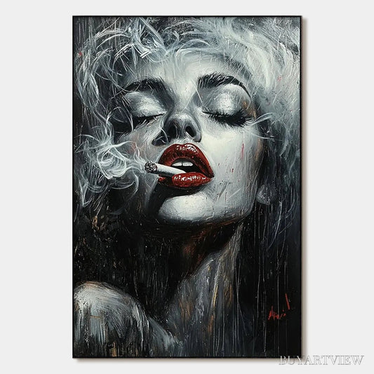 BUYARTVIEW Crimson Muse – Vertical Portrait Oil Painting on Canvas - image 1