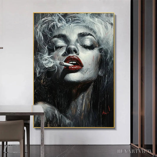 BUYARTVIEW Crimson Muse – Vertical Portrait Oil Painting on Canvas - image 2
