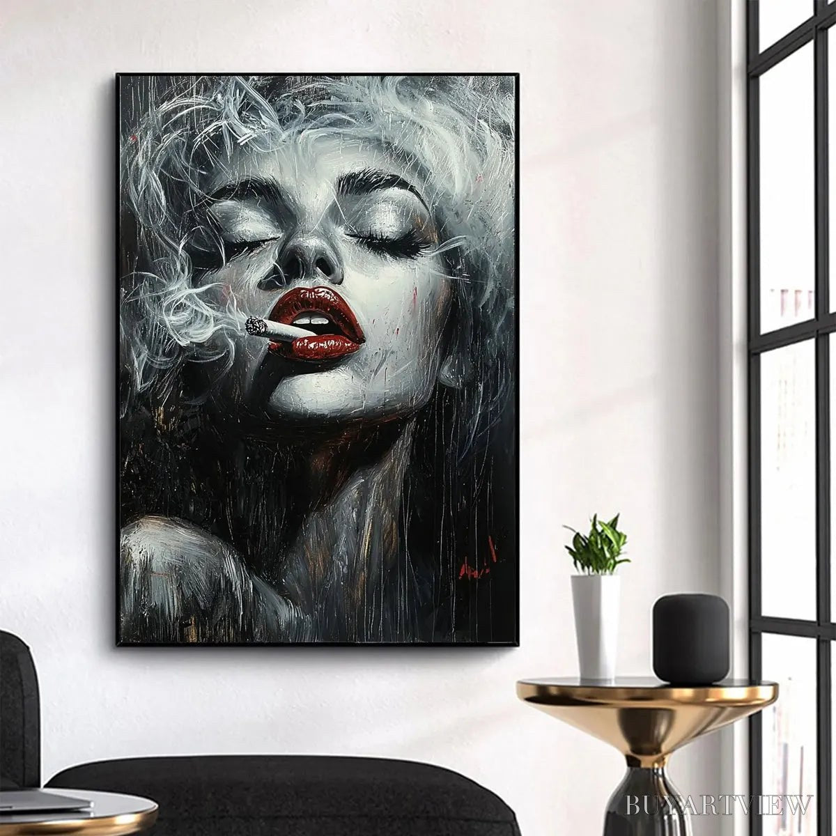 BUYARTVIEW Crimson Muse – Vertical Portrait Oil Painting on Canvas - image 6