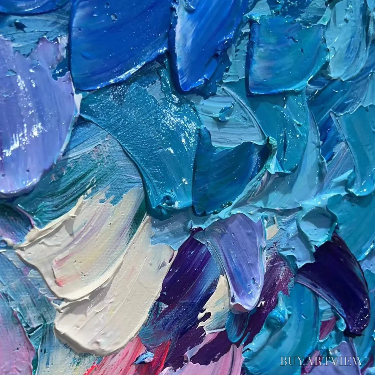 BUYARTVIEW Pastel Dreamscape – Abstract Textured Impasto Oil Painting on Canvas - image 3