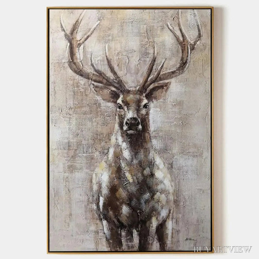 BUYARTVIEW Majestic Stag – Textured Stag Painting, Vertical - image 1