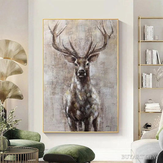 BUYARTVIEW Majestic Stag – Textured Stag Painting, Vertical - image 2