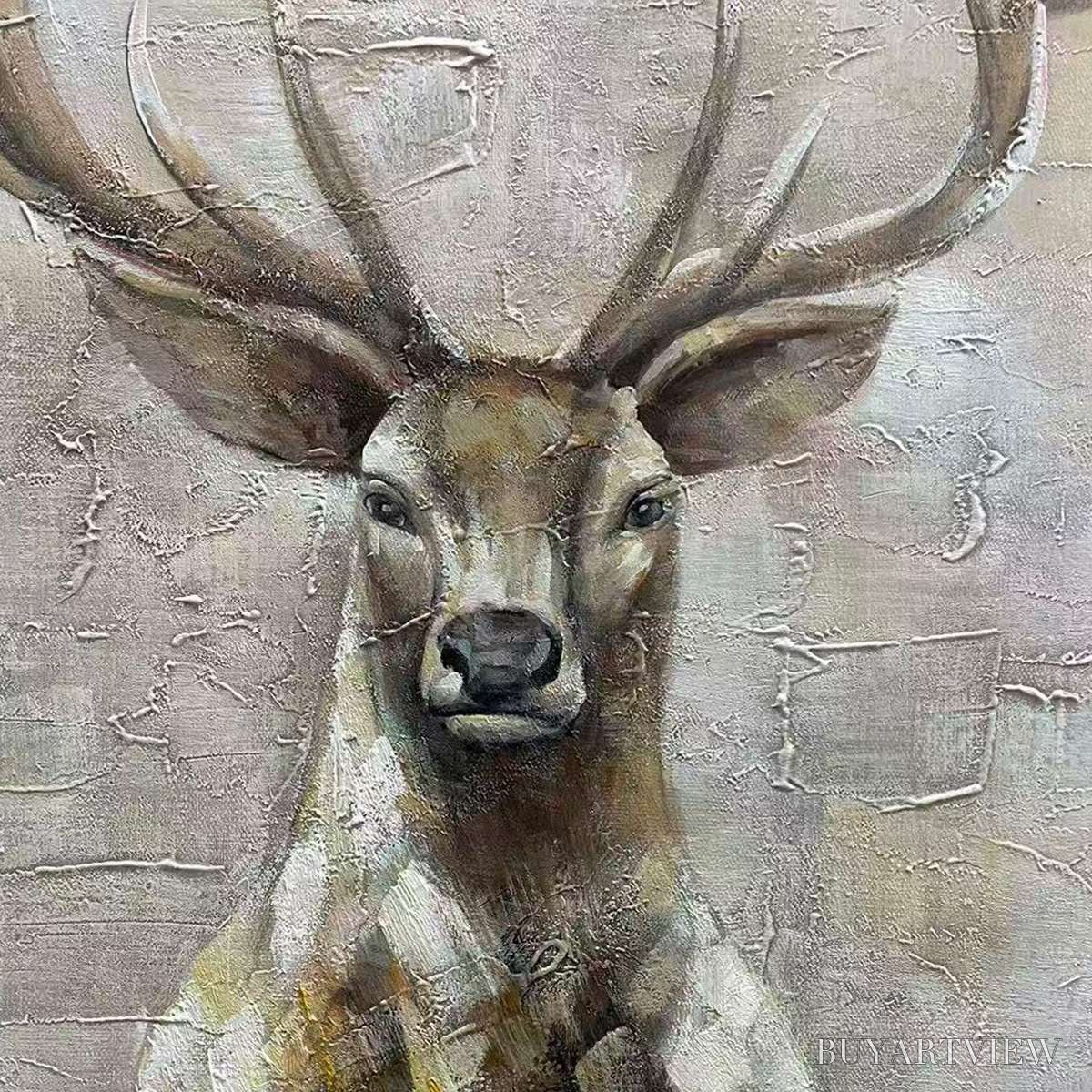 BUYARTVIEW Majestic Stag – Textured Stag Painting, Vertical - image 3