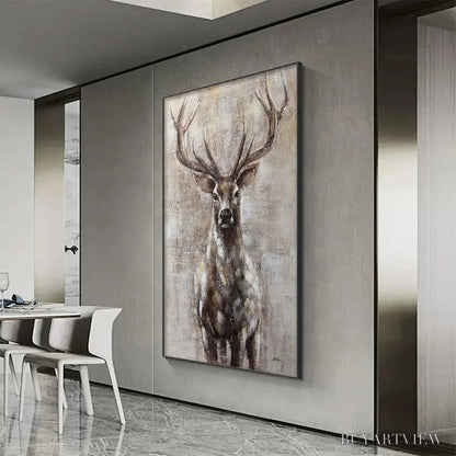 BUYARTVIEW Majestic Stag – Textured Stag Painting, Vertical - image 6