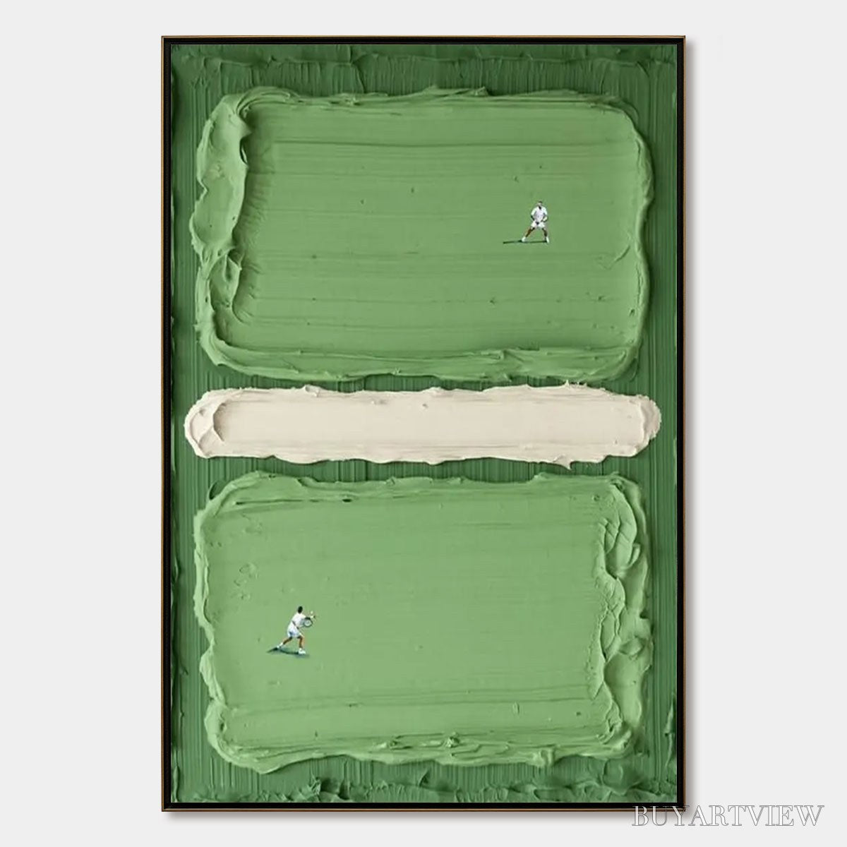 BUYARTVIEW Court Rhythm – Textured Sports Impasto Oil Painting - image 1
