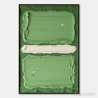 BUYARTVIEW Court Rhythm – Textured Sports Impasto Oil Painting - image 1