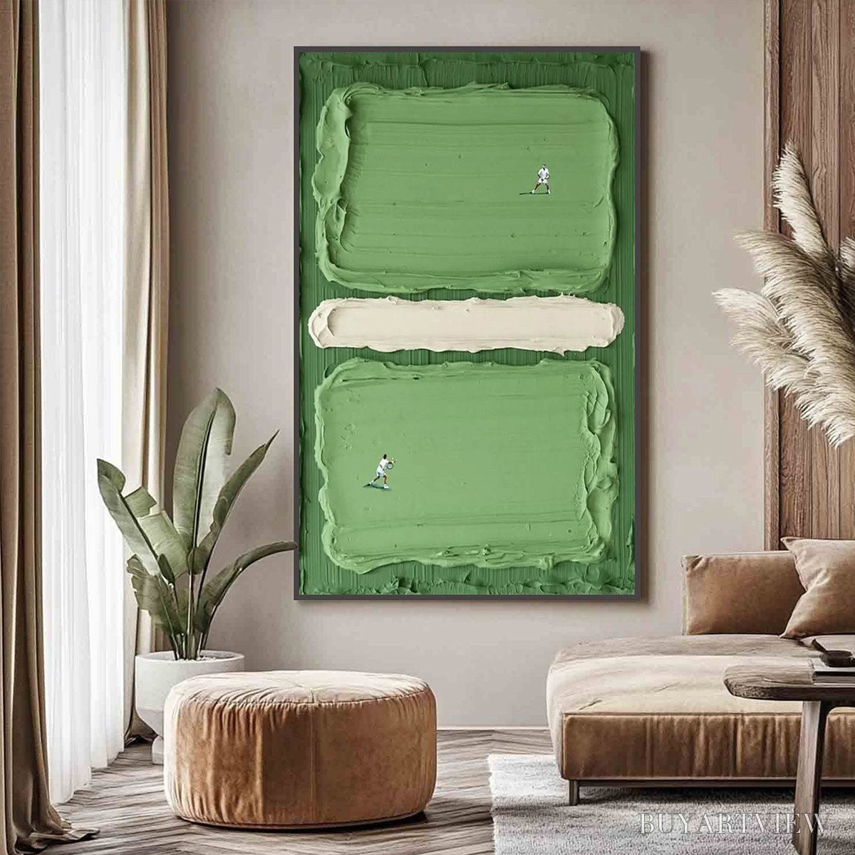 BUYARTVIEW Court Rhythm – Textured Sports Impasto Oil Painting - image 2