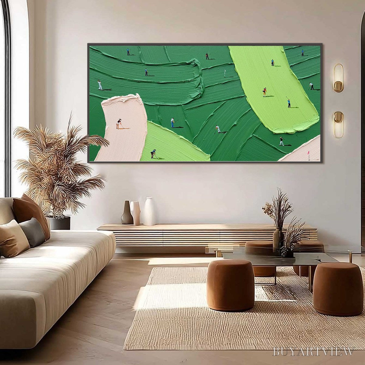 BUYARTVIEW Green Swing – Textured Impasto Golf Scene Painting - image 2