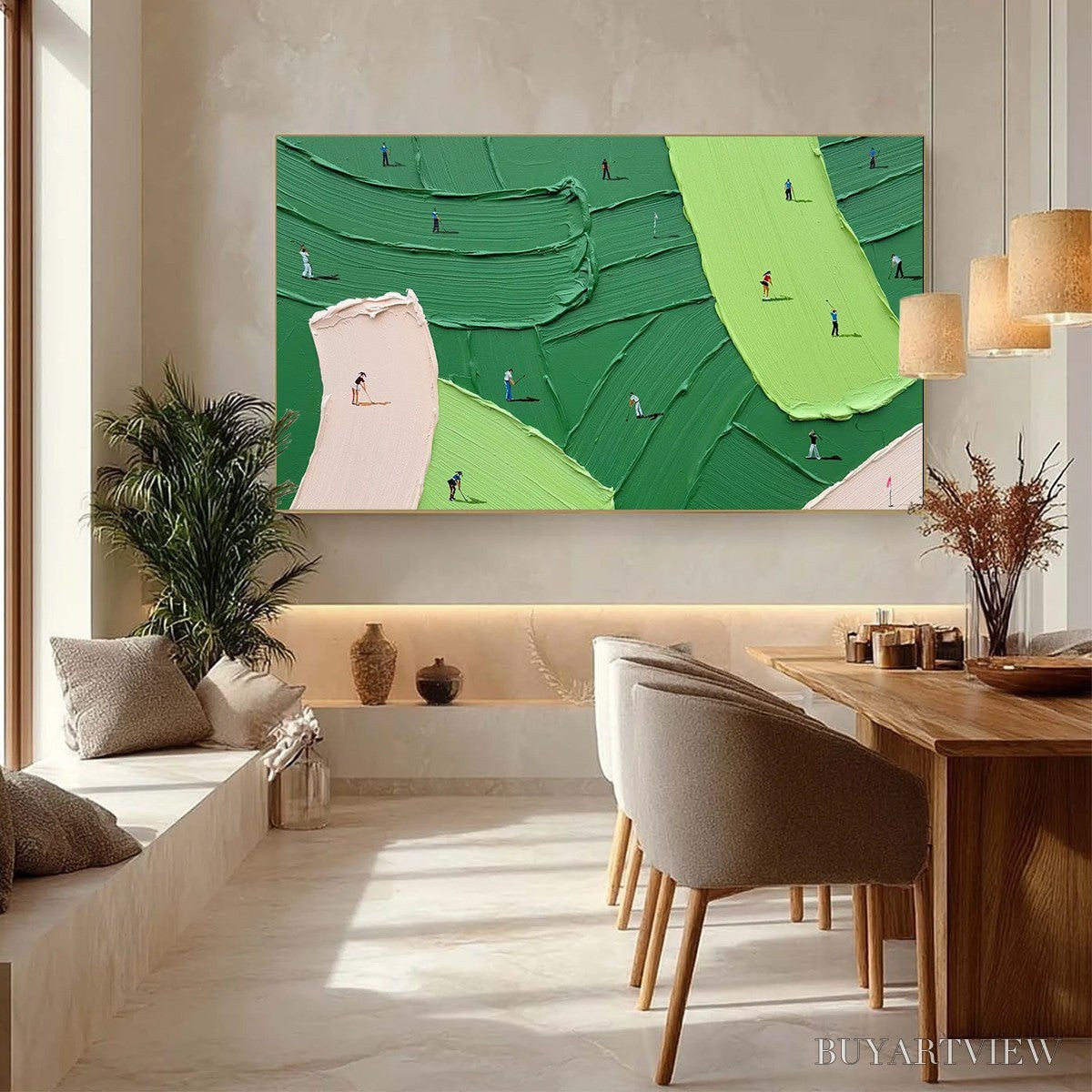 BUYARTVIEW Green Swing – Textured Impasto Golf Scene Painting - image 4
