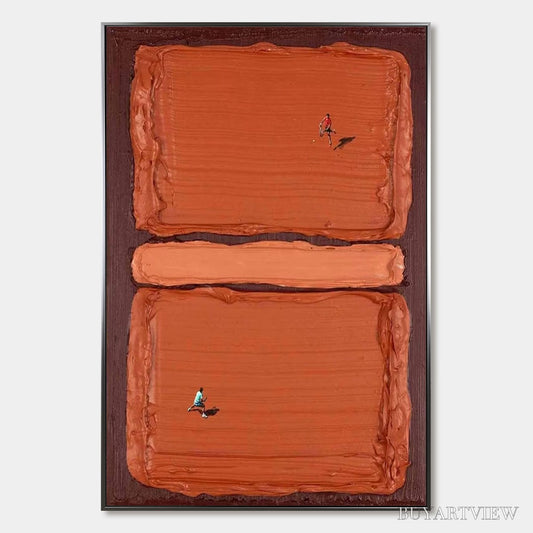 BUYARTVIEW Clay Court Textured Minimalist Tennis Match Oil Painting - image 1
