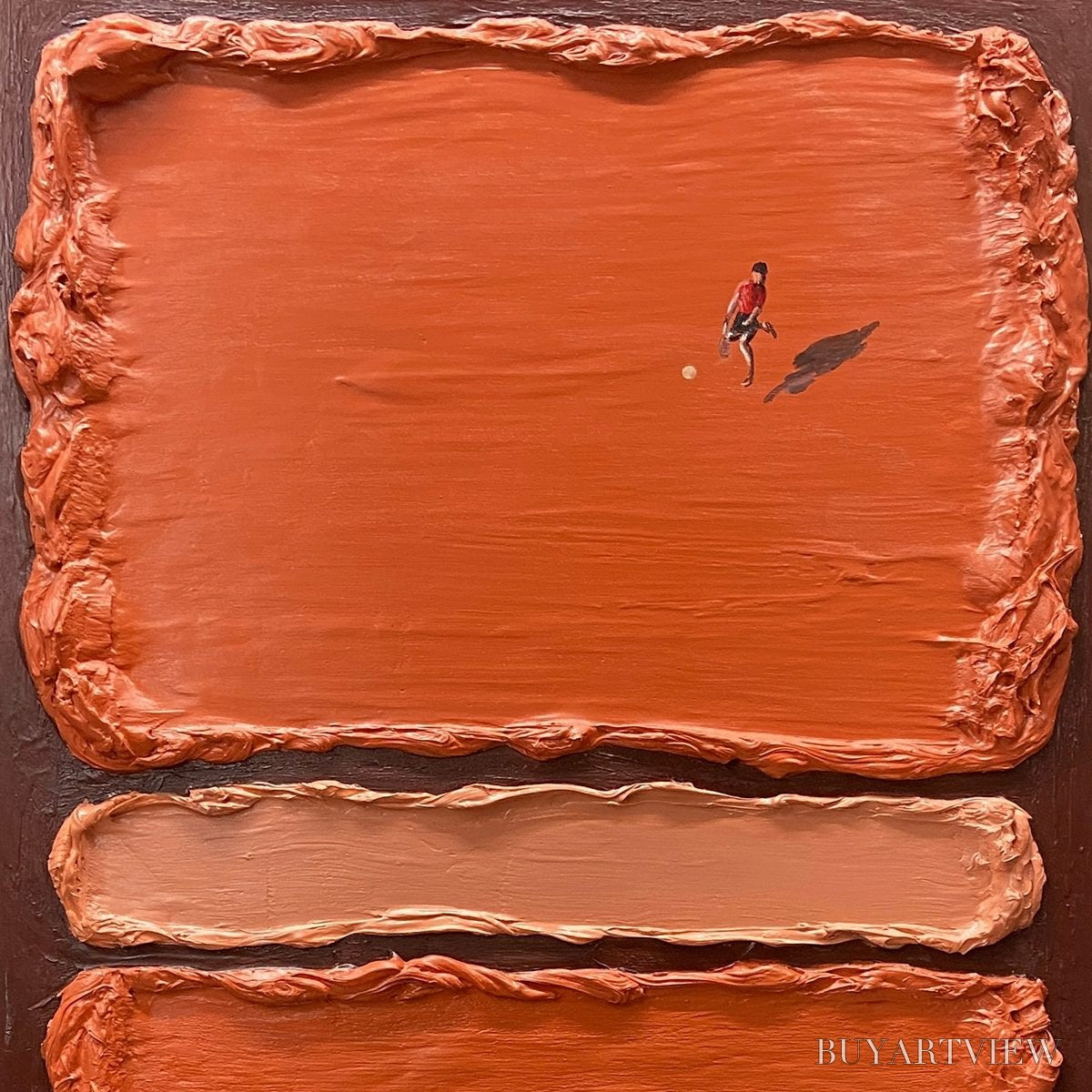 BUYARTVIEW Clay Court Textured Minimalist Tennis Match Oil Painting - image 3