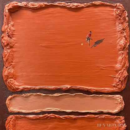 BUYARTVIEW Clay Court Textured Minimalist Tennis Match Oil Painting - image 3