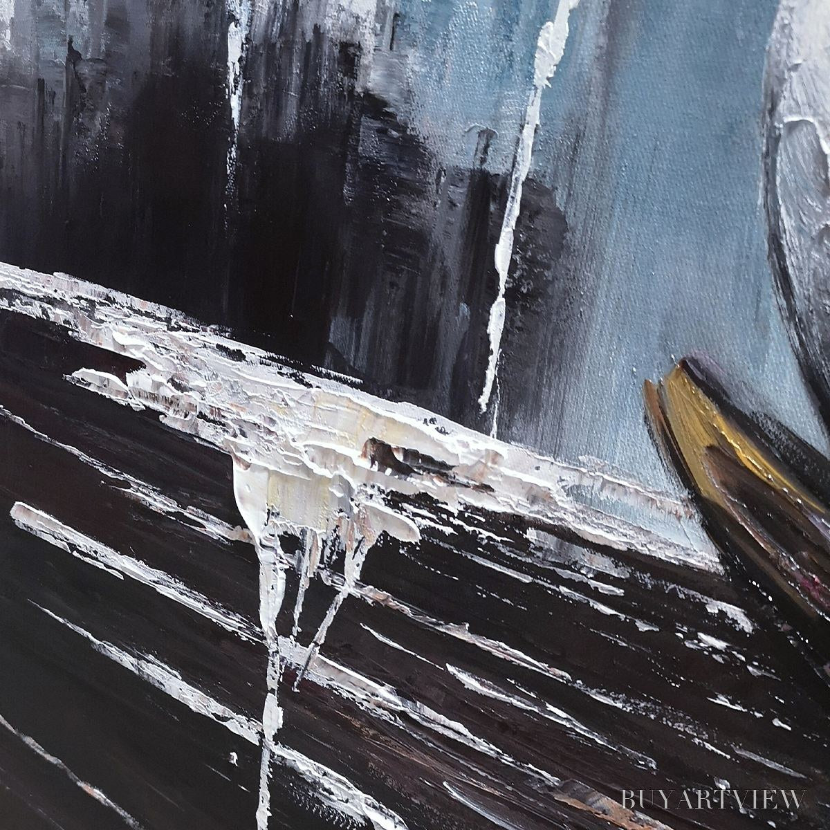 BUYARTVIEW Poised – Textured Minimalist Golf Still Life Oil Painting - image 3